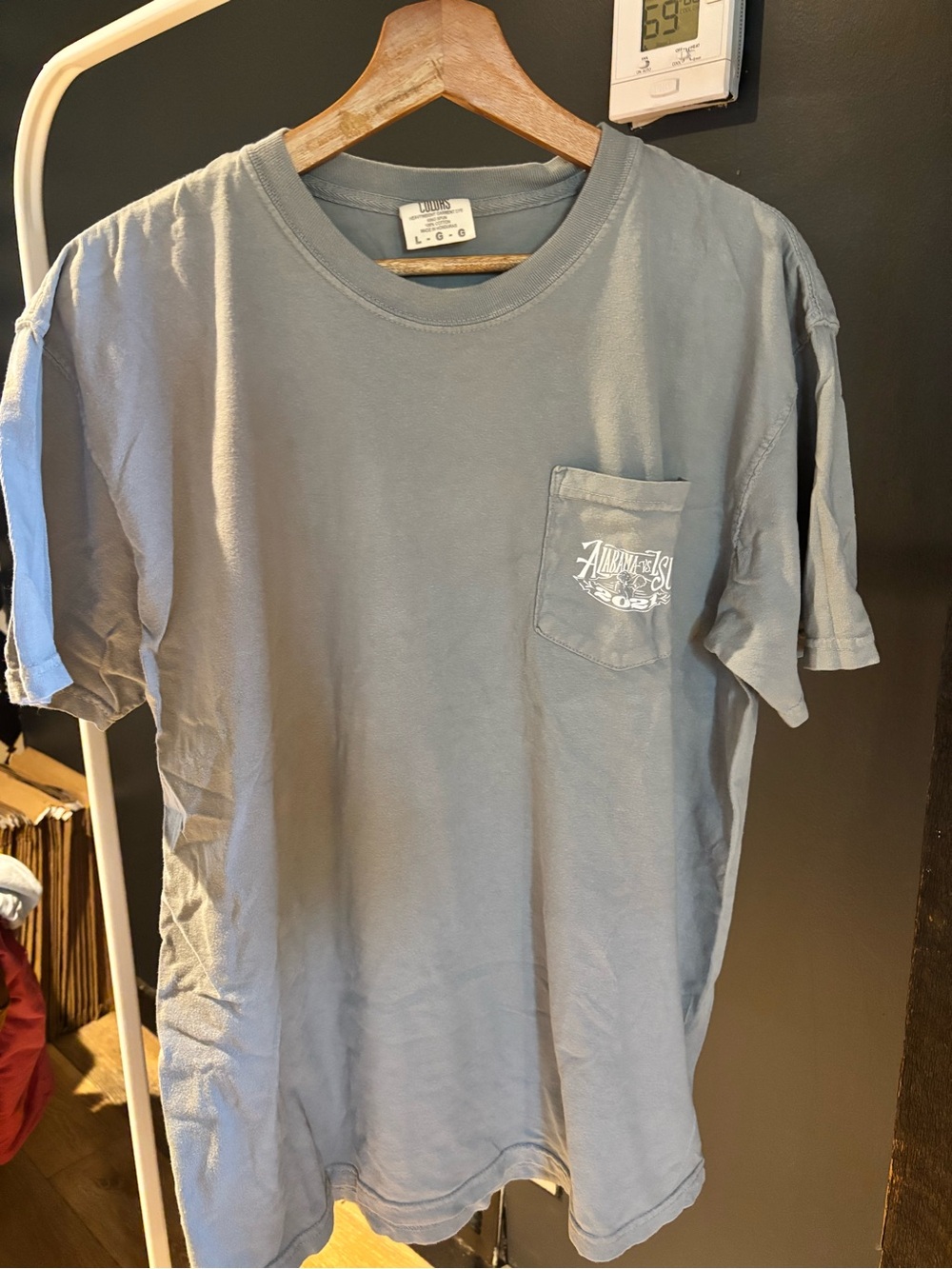 Vintage Alabama vs LSU Men's Short-Sleeve Pocket Tee in Washed Grey